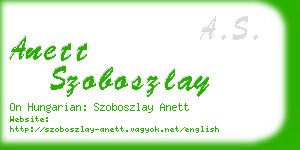 anett szoboszlay business card